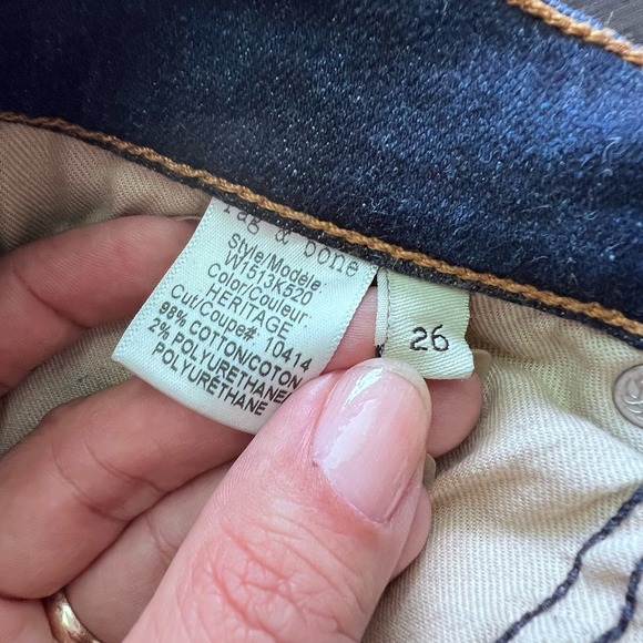 Rag & Bone Jeans Womens 26 High Rise‎ Skinny Dark Blue Wash Stretch Pockets Belt - Picture 15 of 16